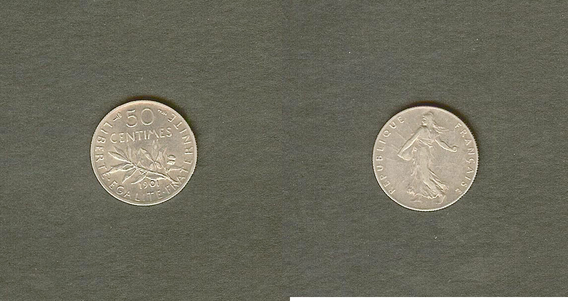 50 centimes Semeuse 1901 TTB+ à SUP